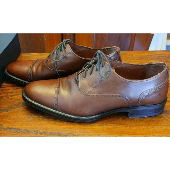 Men's Johnson & Murphy Cap Toe Size 8 1/2D Tan Lace-UPS Top Stitch Details VGC - Picture 6 of 11